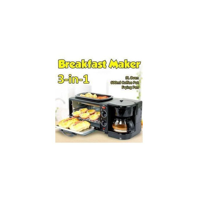Original 12L Unique 3 in1 Home Breakfast Machine Coffee Maker Frying Pan Bread - Black, Red