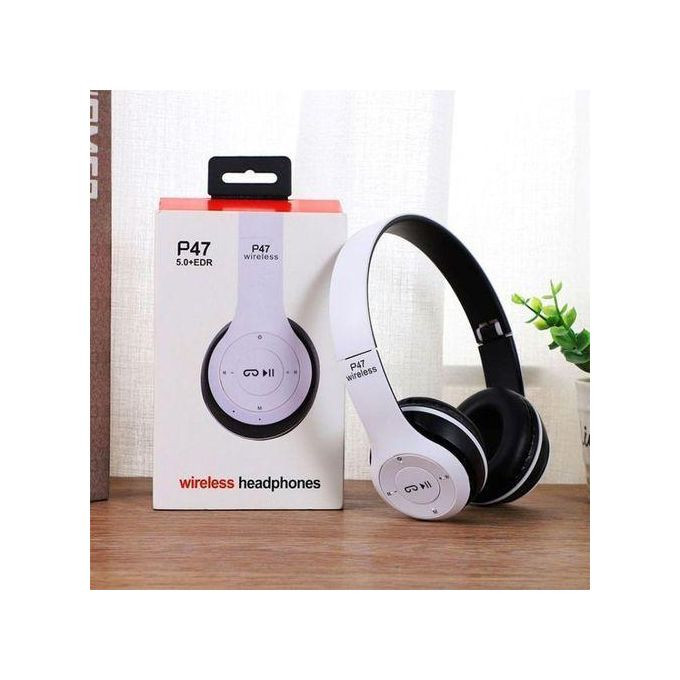 P47 5.0 Wireless Bluetooth Stereo Foldable Headphone - White