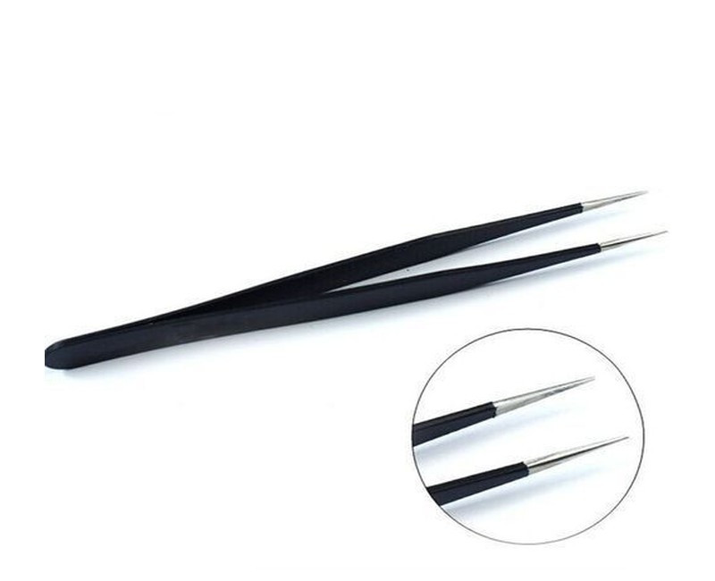 Tweezer Nail Shaped Stainless Steel Elbow Straight - Black