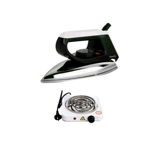 Saachi Flat Iron & Single Coil Hotplate - Silver