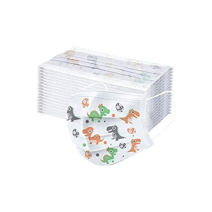 Mask 50pcs Kids Disposable Face Mask for Ages 4-12 Children - White Design May Vary