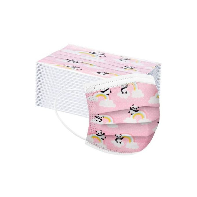 Mask 50pcs Kids Disposable Face Mask for Ages 4-12 Children - Pink Design May Vary