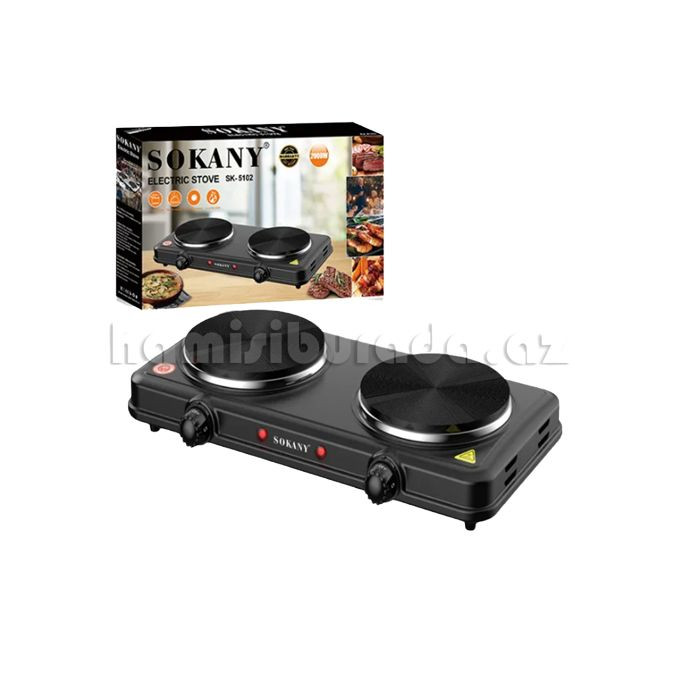 Sokany Electric Stove Double Burner Solid Hotplate -Black
