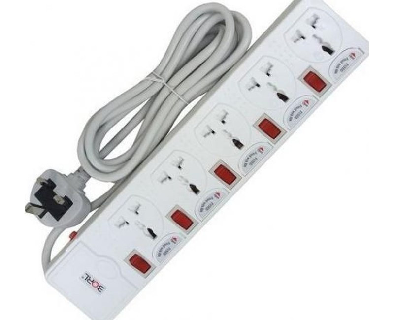 Borl 5 Way Borl Heavy Duty Premium Extension Socket -White