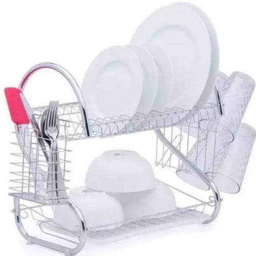 Dish Rack Drainer for Utensils & Cutlery - Silver