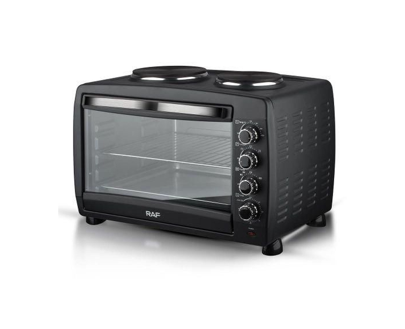 RAF 55L Electric Oven With Double Hotplate-Black