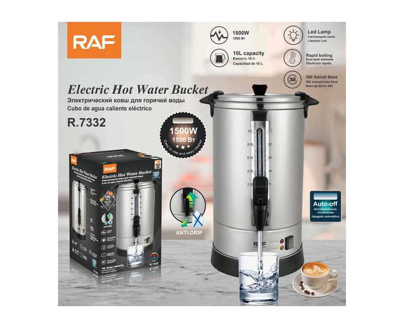 RAF 10L / 10 liters Commercial Electric Water Boiler Stainless Steel Perfect For Home & Office Use