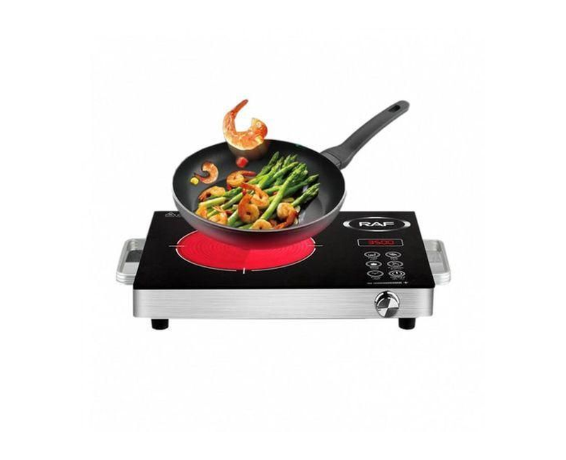 RAF Touch Single Radiant Electric Infrared Cooker Stove Hot Plate Portable Single Burner, Black