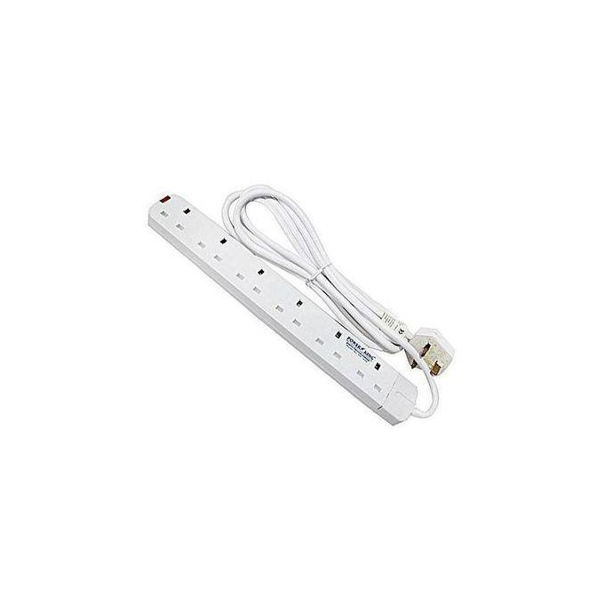 Power King 6 Way Extension Cable Socket - White