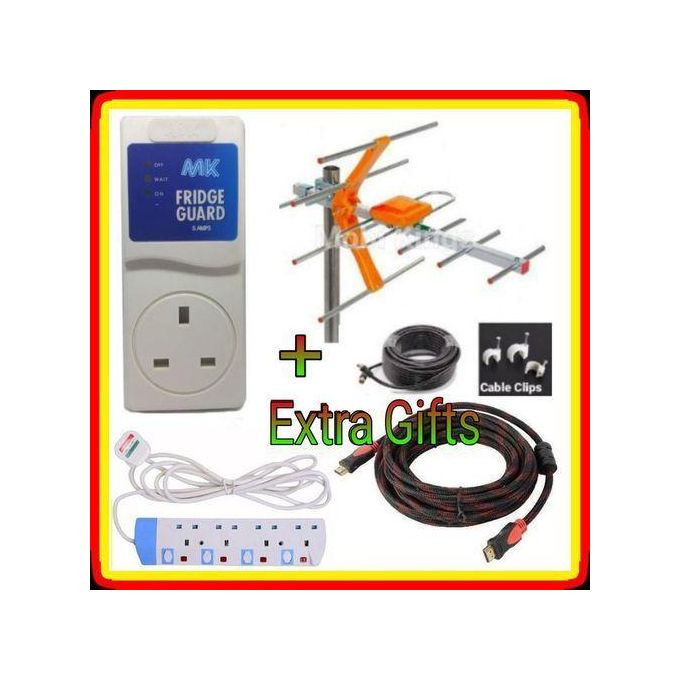 Fridge Guard+ Digital TV Aerial Antenna + Free 4 Way Power Extension, Hdmi Cable