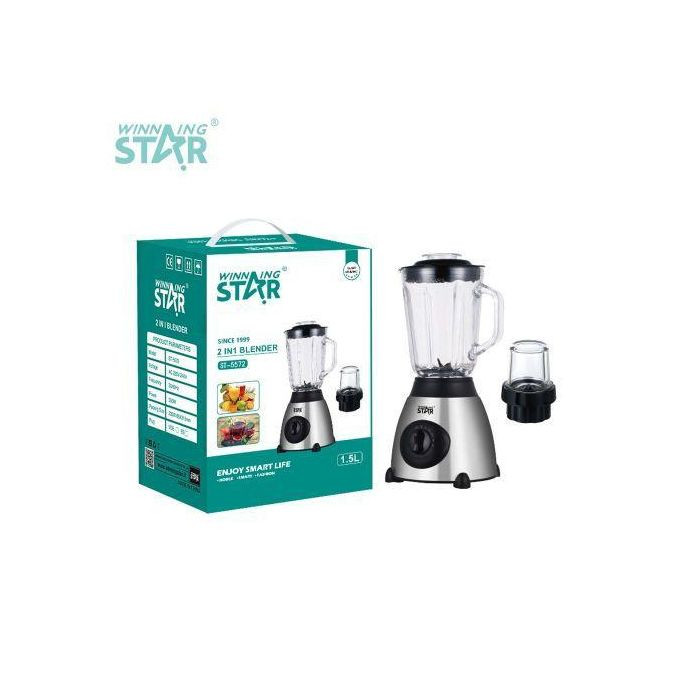 Winningstar Wholesale 2 In 1 Electric Blender 1.5L Glass Jar Ice Crusher Blender - Silver