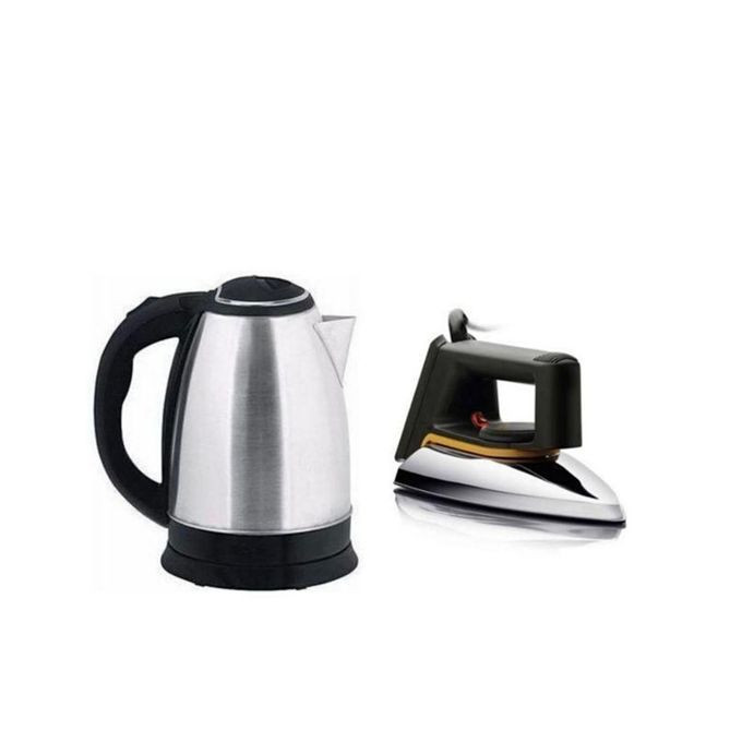 Saachi QualityFlat Iron & Electric Kettle 2L- Silver