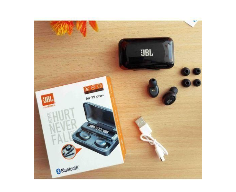 Jbl Air F9 Pro+ / f9 pro plus Pure Bass Bluetooth Earbuds With Power Bank - Black