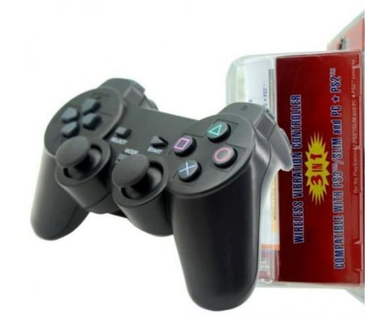Wireless Vibration Controller 3 in 1 Gamepad Compatible With PS2/PS3/ PC - Black