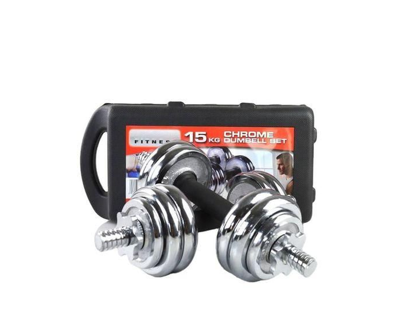 Chrome Dumbbells / Dumbells 15kg Set - silver"