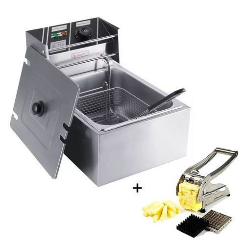 Wngreat 6 Ltr Commercial Deep Fryer + Potato Chipper - Silver
