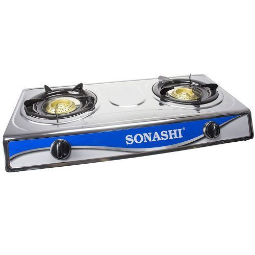 Sonashi SGB-208S Two Gas Burner Stove, Silver