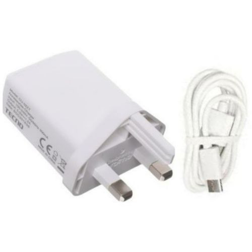 Tecno Fast Charger With USB Cable - White