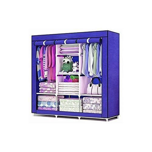 Home Fashion 3 Column Cloth & Metallic Frame Portable Wardrobe - Color May Vary