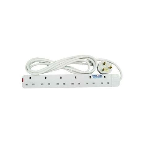 Power King Original Extension Lead Cable 6 Way-White
