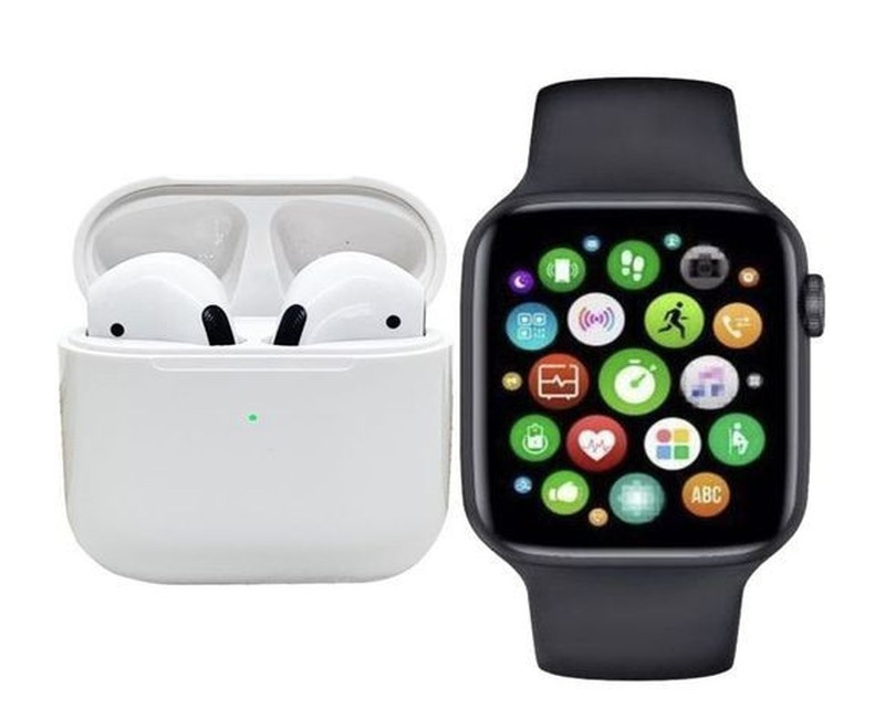 TWS Pro 4 Wireless Bluetooth Headset And Smart Watch - White/Black