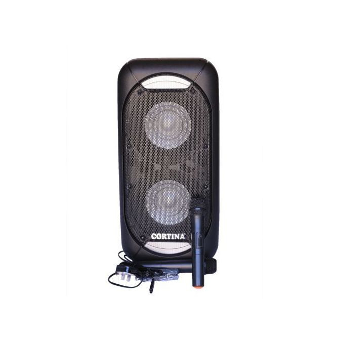 Cortina Dual 12" Amplified Public Address Speaker Rechargeable-Black