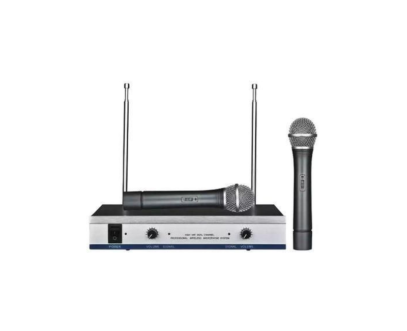 DH-744 MAX Professional Wireless Microphone High VHF Dual Channel Microphone - Black,Silver
