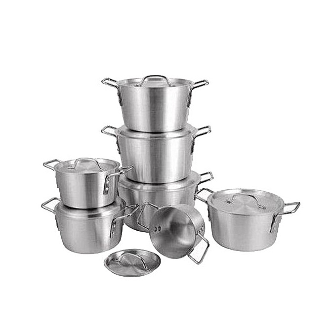 7pcs - Multipurpose Aluminium Cooking Saucepans/ Serving dishes - silver