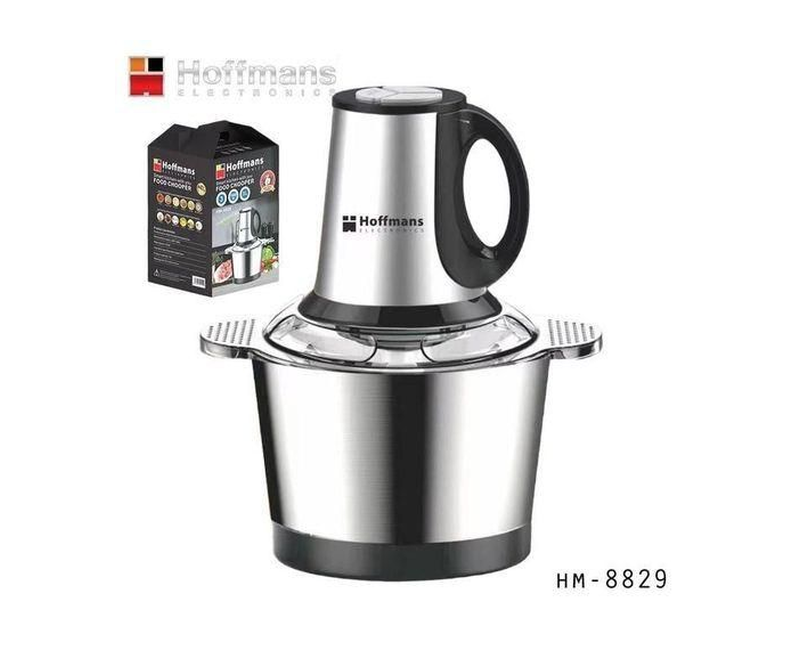 Hoffmans 2 Litre Food Processor Vegetable Chopper Meat Grinder Mincer Fruit Cutter - Silver Green/ Black