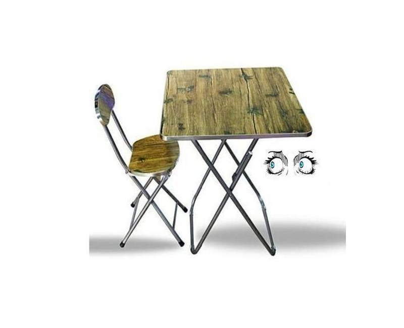 Portable full set Folding / foldable Reading / Dining Table And Chair - Brown Cherry