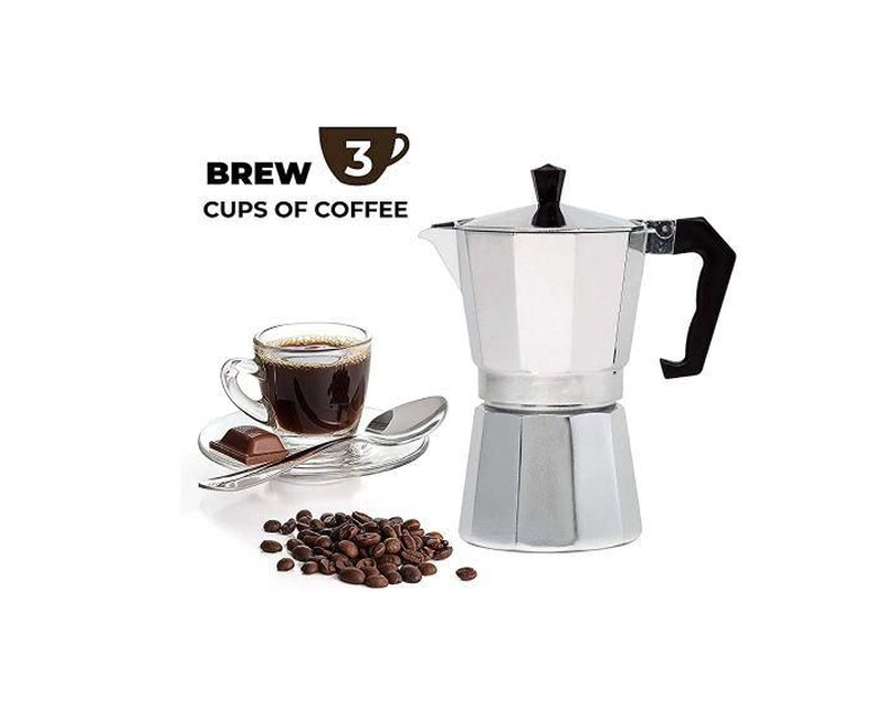 Sokany coffee Maker Moka Pot Top Expresso Latte Stove Percolator 3 Cups 150ML (Silver)