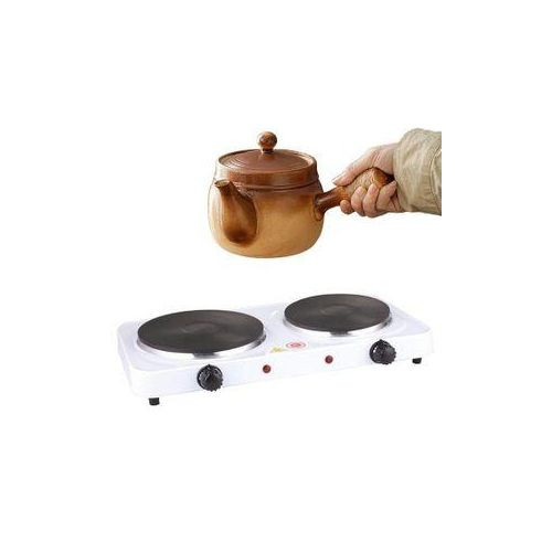 Portable Solid Double Burner Electric Hot Plate - White, Black.
