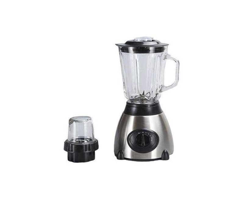 High Speed Motor Stainless Steel Base Glass Jar Blender - Silver