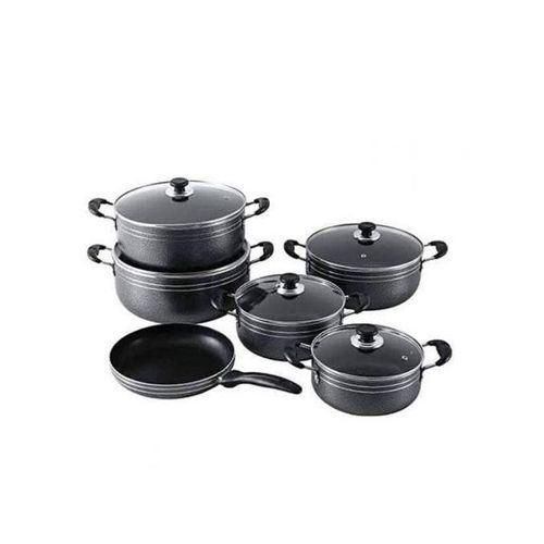 Tornado Non-Stick Aluminium Cookware Set Of 5 Pots / Saucepans And 1 Frying Pan - Grey