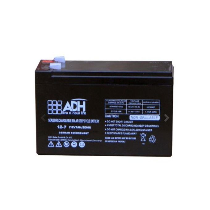 ADH 12V/20HR Solar, Fast Charging Sealed Rechargeable Deep Cycle Battery - Black 7AH