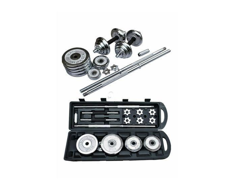 York Barbell And Dumbbells Set, 50kg - Silver