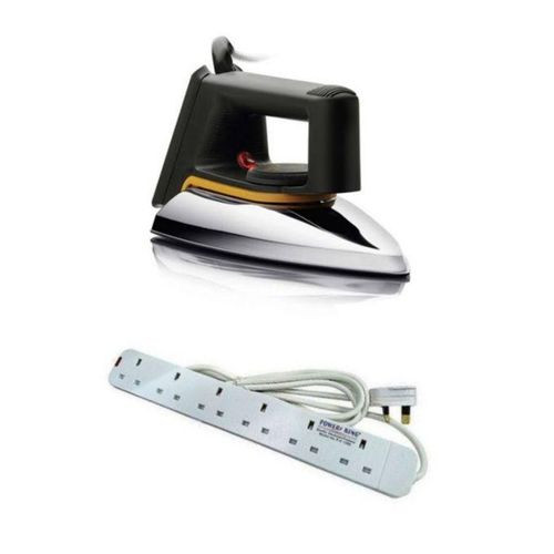 A Pack Of Original Flat Iron & Free 6 Way Extension Cable - Silver, White, Silver.