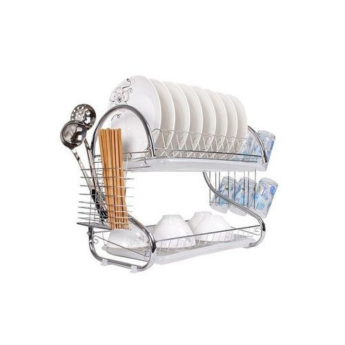 White Label Dish Rack Drainer for Utensils & Cutlery - Silver