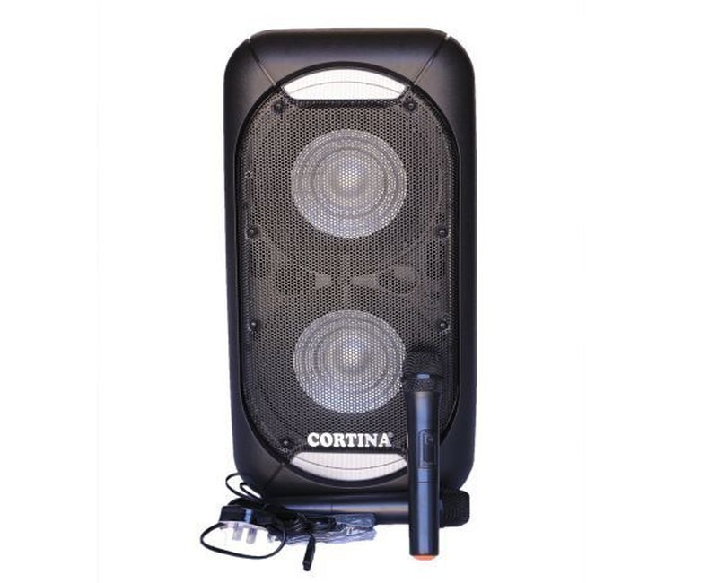 Cortina Dual 12" Amplified Public Address Speaker Rechargeable-Black