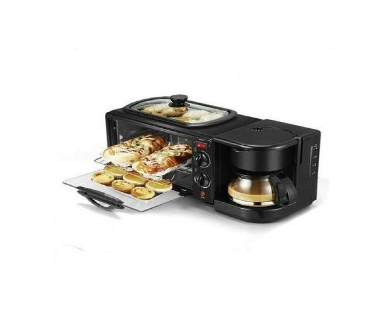 Infinix A 3 In 1 Home Breakfast Machine Maker Coffee Frying Pan Bread -Black.