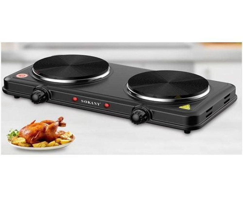 Double Solid Electric Hotplate - Black