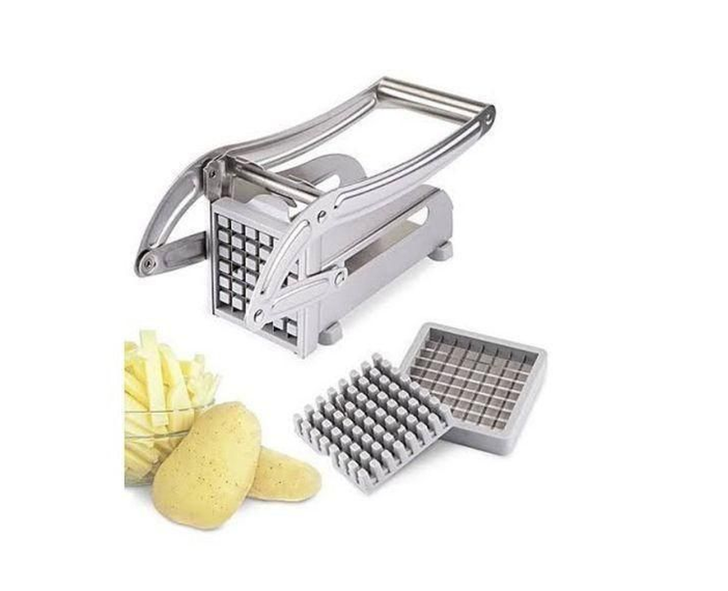 Stainless Steel Potato Chipper & French Fry Cutter - Silver
