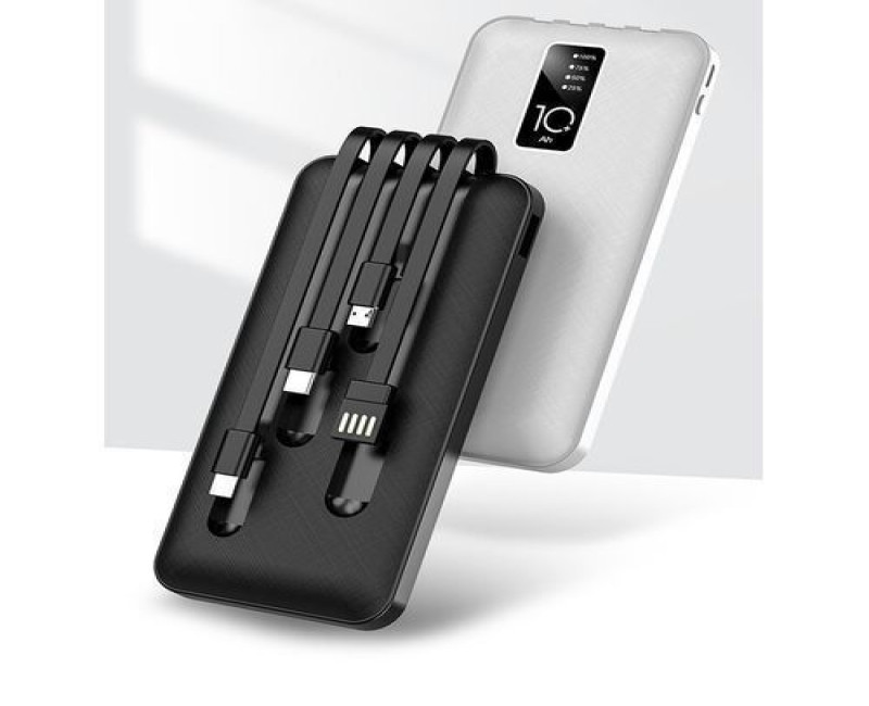 Digital Charging 10000mAh Power Bank - Black, White