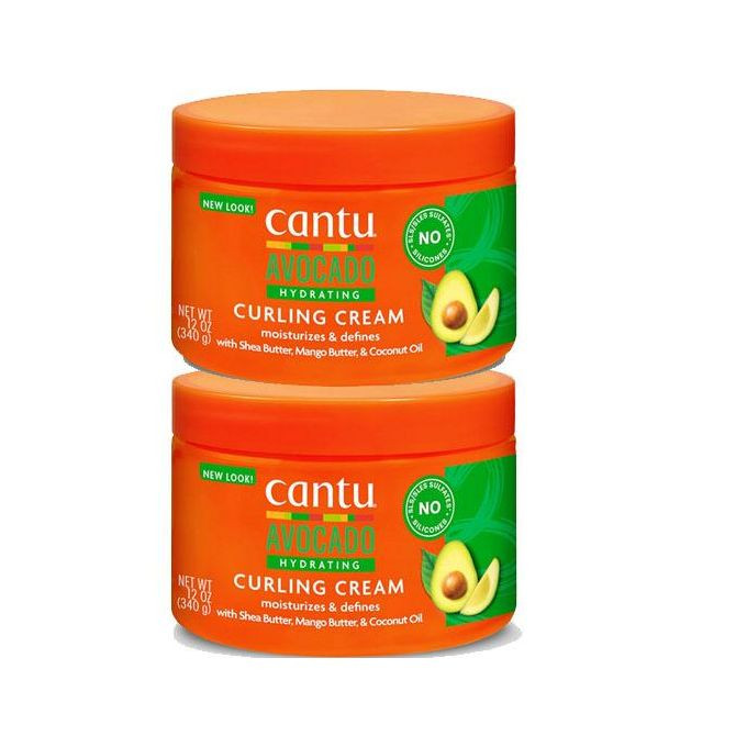 Cantu Avocado Silicone-free Hydrating Curling Hair Styling Cream with Shea Butter, 12 Ounce/Pack 2