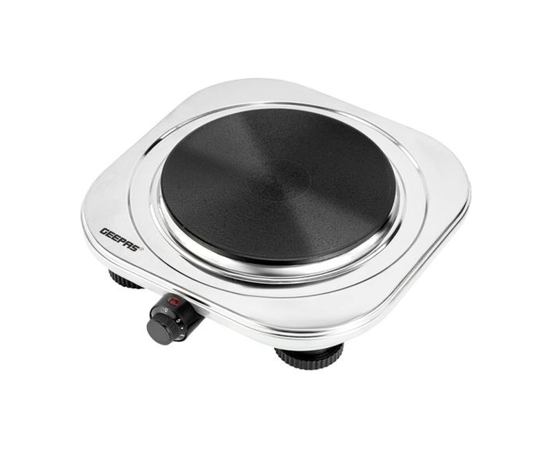 Geepas Stainless Steel Single Hot Plate, Indicator Light, GHP32023 1500W, Adjustable Temperature Control, Overheat Protection-Multi