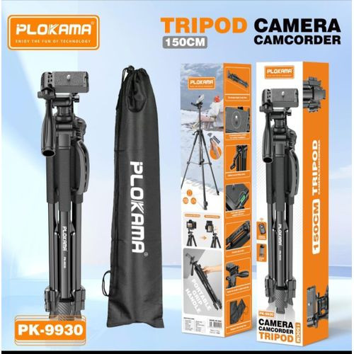 Tripod 360° 150CM Camera Camcorder Stand For Photography, Compatible With Mobile Phones And Cameras - Black