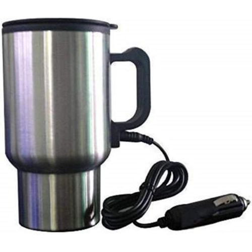 Car Heating Cup, Stainless Steel Travel Heating Cup, Travel Car Kettle Heating Mug, Electric Heated Coffee Mug For Heating Water, Coffee, Milk And Tea With Charger, 450ml, 12V - Silver