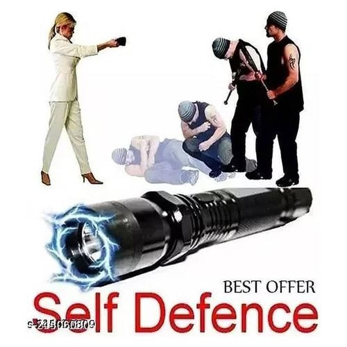 Electric Shock Current Torch For Women's Safety And Survival Safety Self Defense Accessory Shock Stun Torch And Flashlight- Black