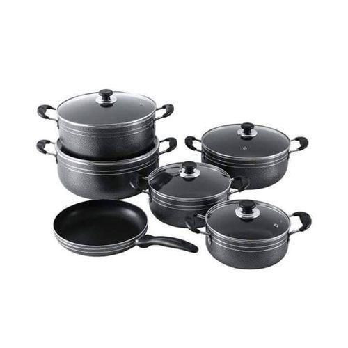 11 Piece Non-stick Saucepans Cookware Dishes Pots - Black.