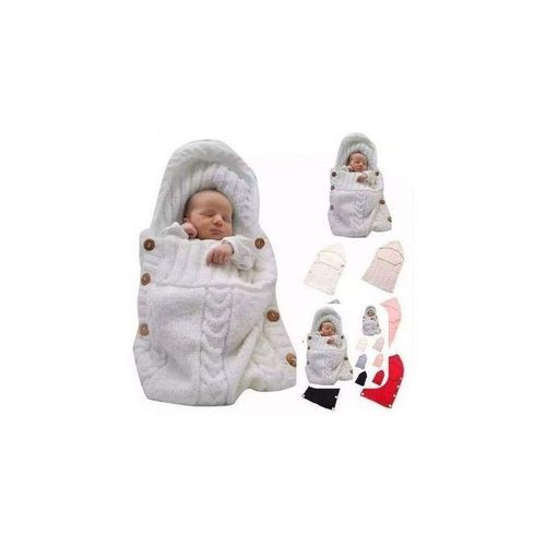 Newborn Baby Wrap Swaddle Blanket Knit Sleeping Bag - Cream
